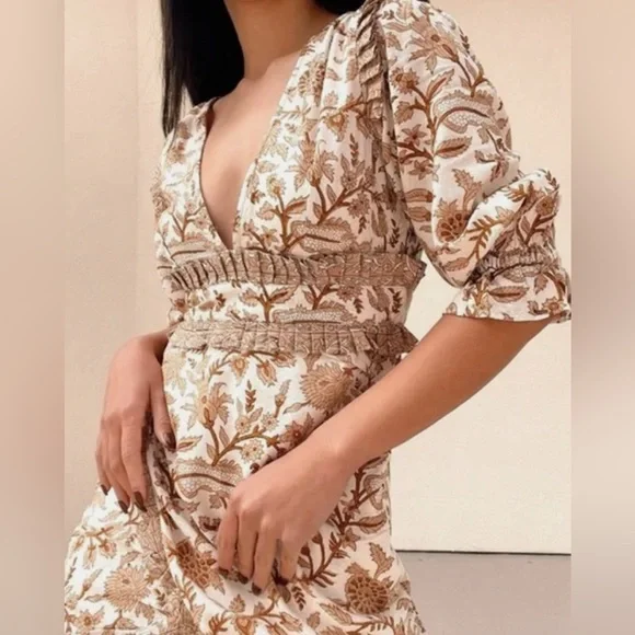 Cleobella Victoria Mini Dress / Tan / Size XL - Picture 1 of 11